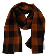 Costume National Orange Check Neck Wrap Shawl Scarf